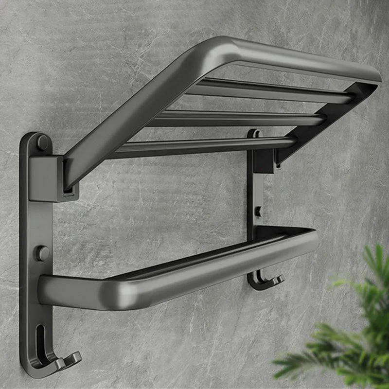 Contemporary Bathroom Accessory Kit Gray Aluminum Bath Shelf/Towel Bar/Robe Hooks -Bathlova