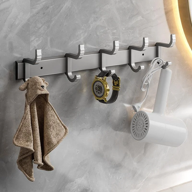 Contemporary Bathroom Accessory Kit Gray Aluminum Bath Shelf/Towel Bar/Robe Hooks -Bathlova