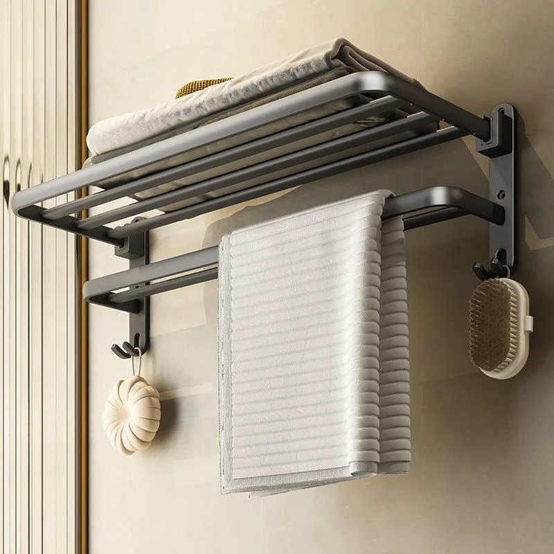 Contemporary Bathroom Accessory Kit Gray Aluminum Bath Shelf/Towel Bar/Robe Hooks -Bathlova