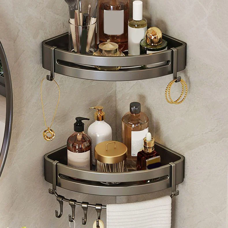 Contemporary Bathroom Accessory Set 3-Piece Bath Shelf with Hooks -Bathlova