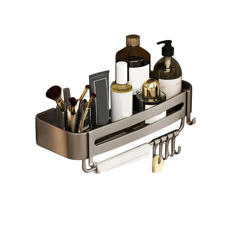 Contemporary Bathroom Accessory Set 3-Piece Bath Shelf with Hooks -Bathlova