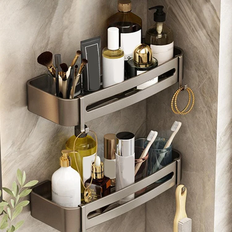 Contemporary Bathroom Accessory Set 3-Piece Bath Shelf with Hooks -Bathlova