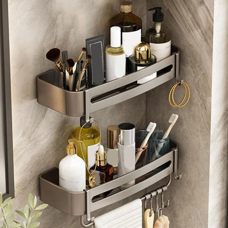 Contemporary Bathroom Accessory Set 3-Piece Bath Shelf with Hooks -Bathlova