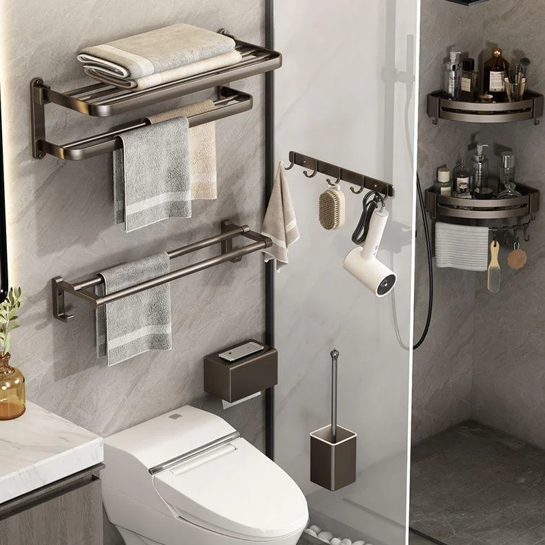 Contemporary Bathroom Accessory Set 3-Piece Bath Shelf with Hooks -Bathlova