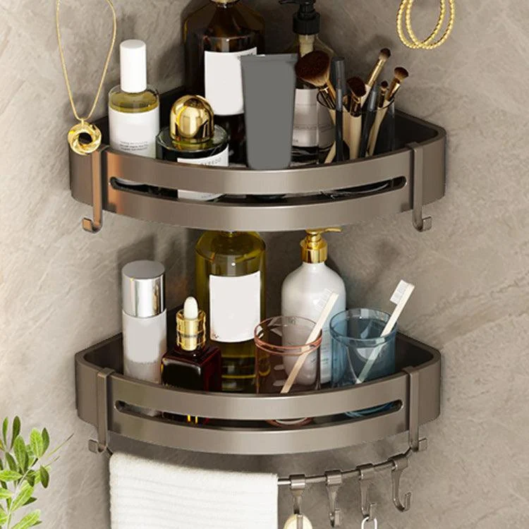 Contemporary Bathroom Accessory Set 3-Piece Bath Shelf with Hooks -Bathlova