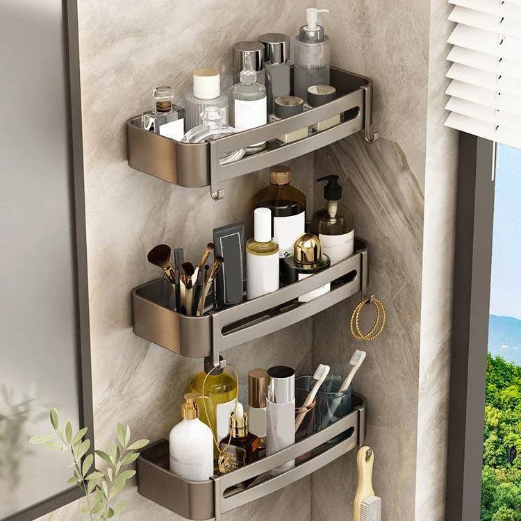 Contemporary Bathroom Accessory Set 3-Piece Bath Shelf with Hooks -Bathlova