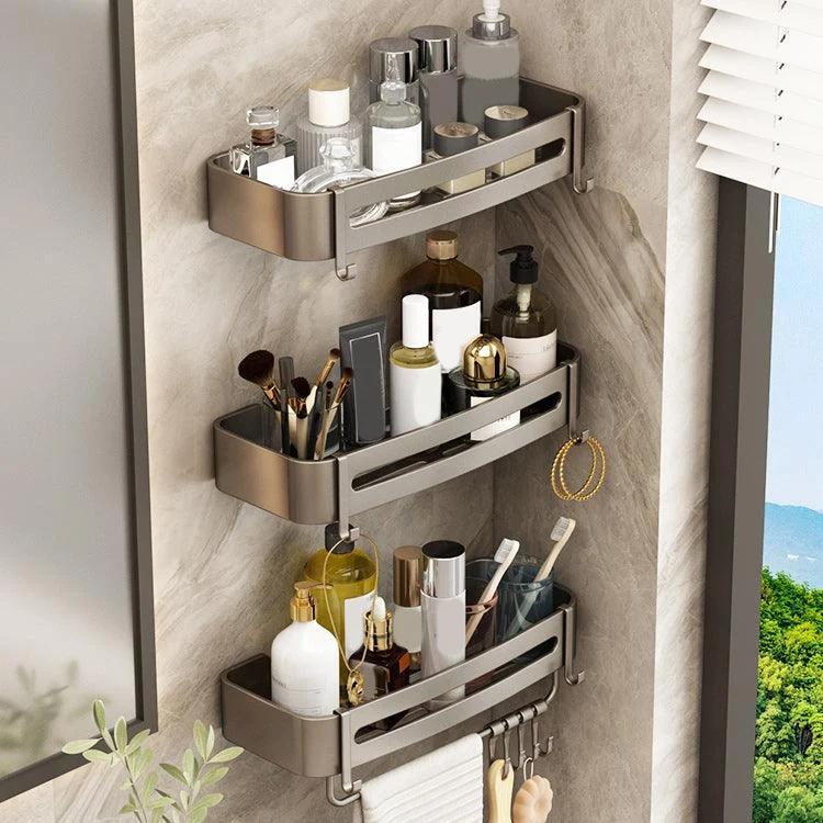 Contemporary Bathroom Accessory Set 3-Piece Bath Shelf with Hooks -Bathlova