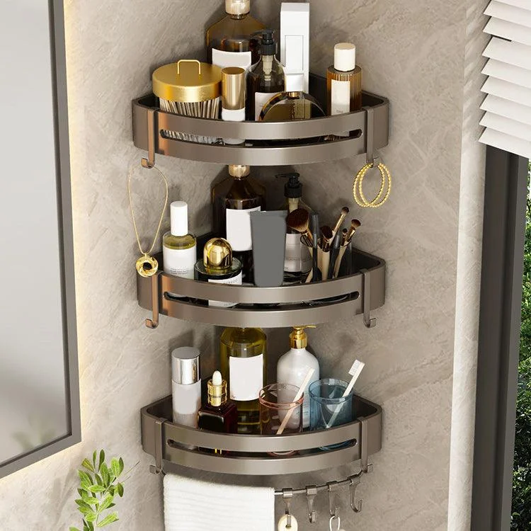 Contemporary Bathroom Accessory Set 3-Piece Bath Shelf with Hooks -Bathlova