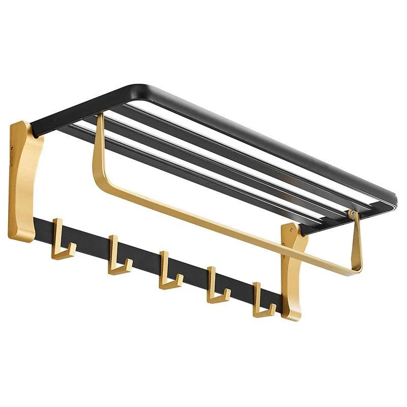 Contemporary Bathroom Accessory Set Black & Golden Bath Shelf/Towel Bar -Bathlova