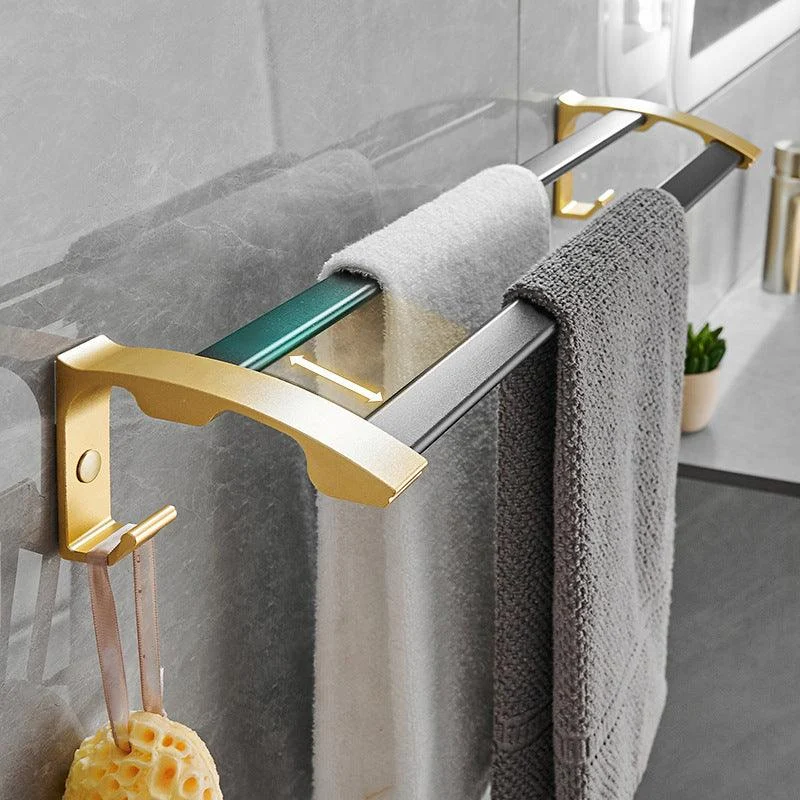 Contemporary Bathroom Accessory Set Black & Golden Bath Shelf/Towel Bar -Bathlova