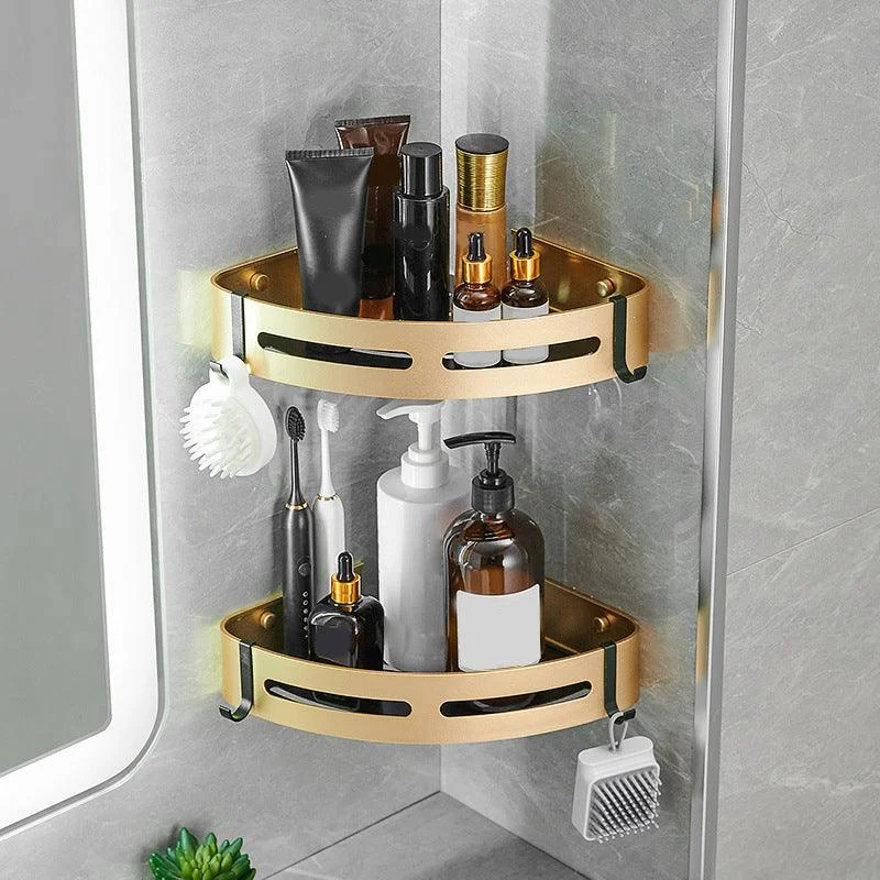 Contemporary Bathroom Accessory Set Black & Golden Bath Shelf/Towel Bar -Bathlova