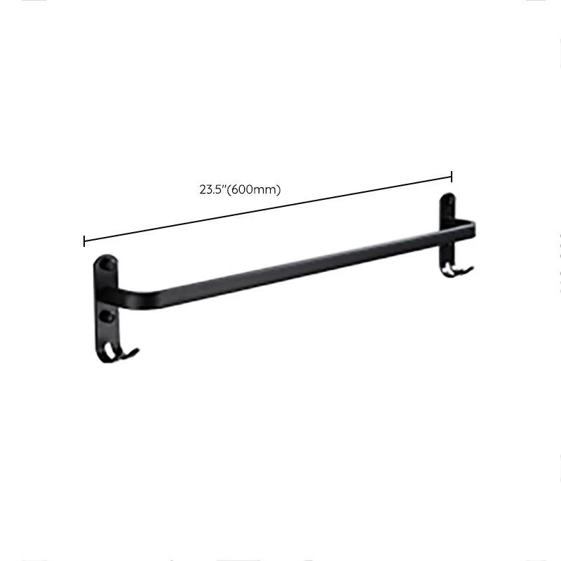 Contemporary Bathroom Accessory Set Black Finish Robe Hooks/Towel Ring Bar -Bathlova