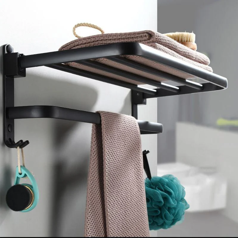 Contemporary Bathroom Accessory Set Black Finish Robe Hooks/Towel Ring Bar -Bathlova