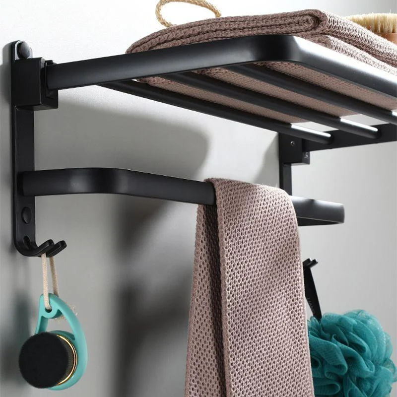 Contemporary Bathroom Accessory Set Black Finish Robe Hooks/Towel Ring Bar -Bathlova