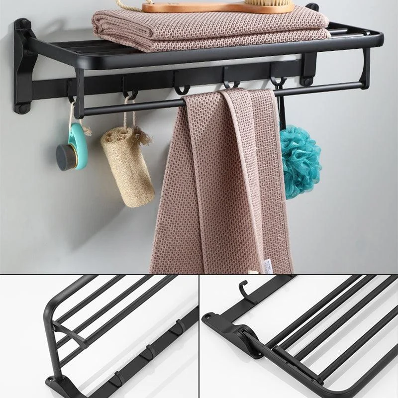 Contemporary Bathroom Accessory Set Black Finish Robe Hooks/Towel Ring Bar -Bathlova