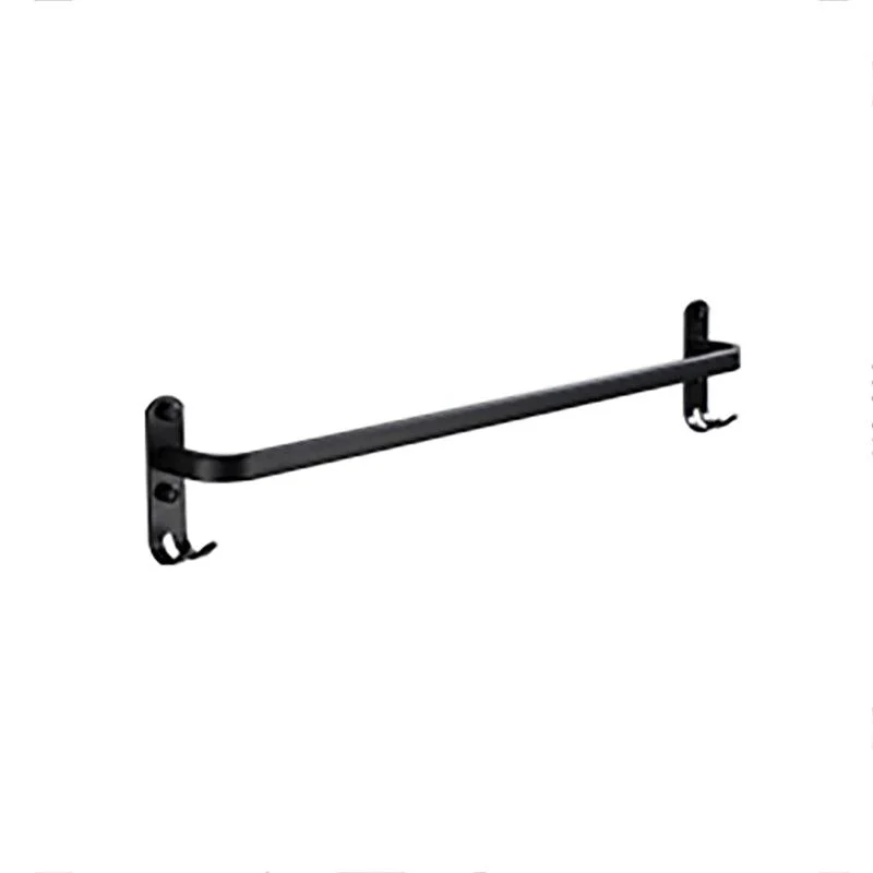 Contemporary Bathroom Accessory Set Black Finish Robe Hooks/Towel Ring Bar -Bathlova