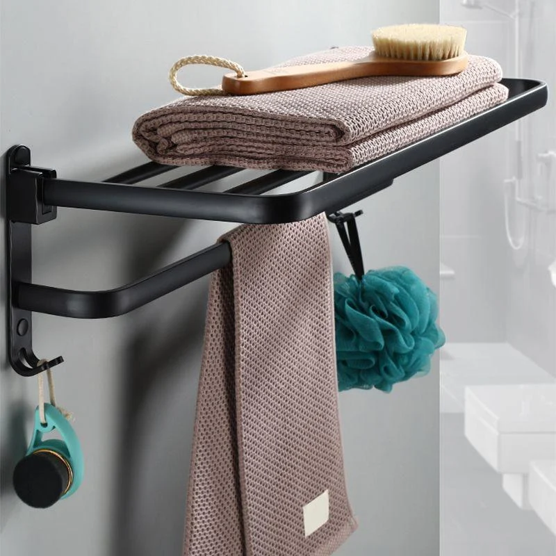 Contemporary Bathroom Accessory Set Black Finish Robe Hooks/Towel Ring Bar -Bathlova