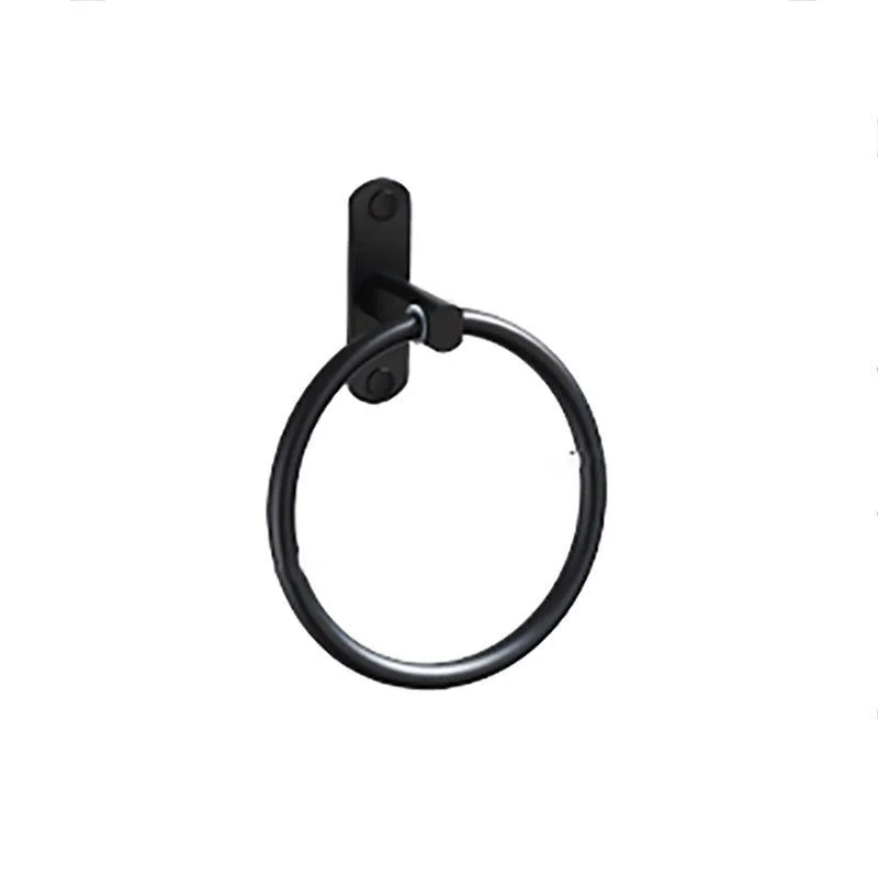 Contemporary Bathroom Accessory Set Black Finish Robe Hooks/Towel Ring Bar -Bathlova