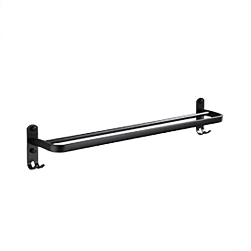 Contemporary Bathroom Accessory Set Black Finish Robe Hooks/Towel Ring Bar -Bathlova