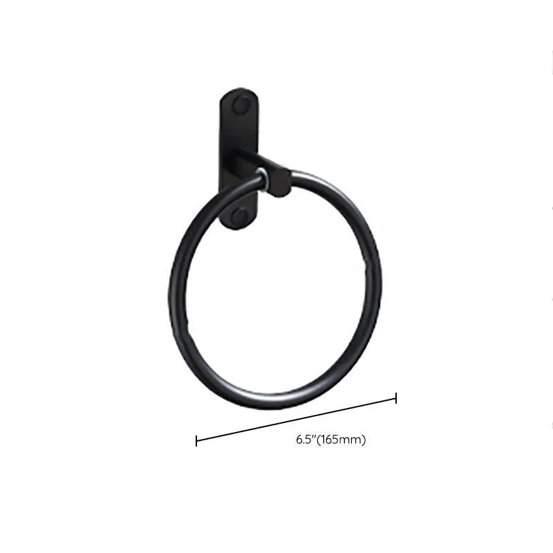 Contemporary Bathroom Accessory Set Black Finish Robe Hooks/Towel Ring Bar -Bathlova