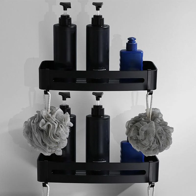 Contemporary Bathroom Accessory Set Black Finish Robe Hooks/Towel Ring Bar -Bathlova