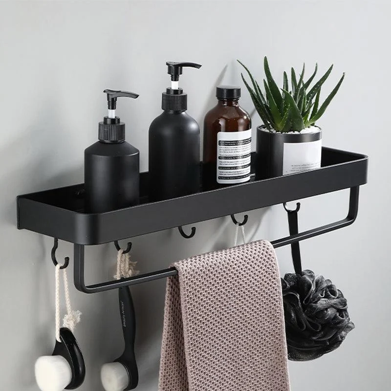 Contemporary Bathroom Accessory Set Black Finish Robe Hooks/Towel Ring Bar -Bathlova