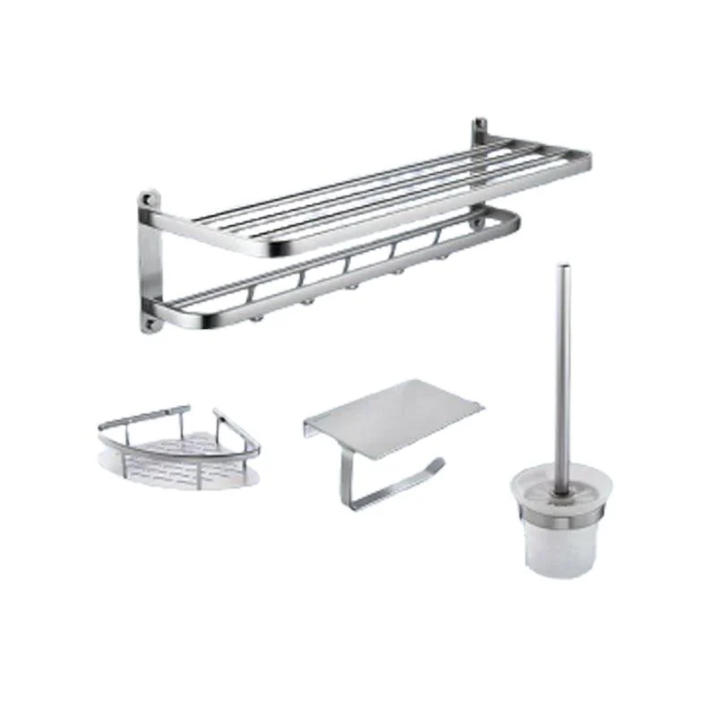 Contemporary Bathroom Accessory Set in Aluminum with Towel Bar/Bath Shelf -Bathlova