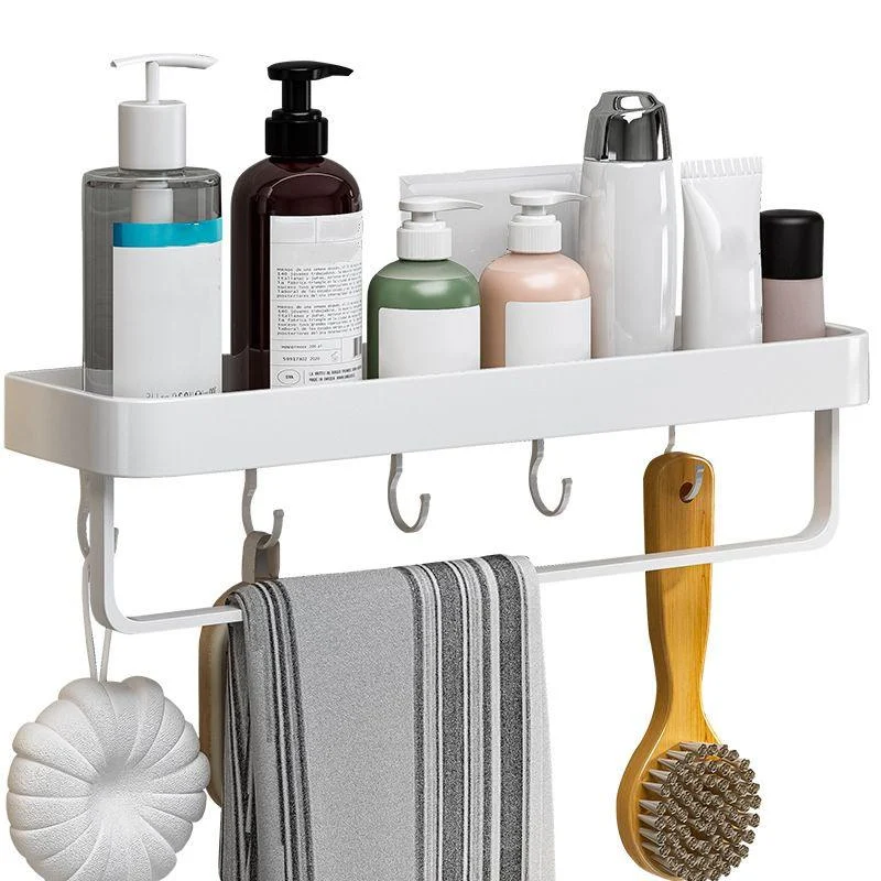 Contemporary Bathroom Accessory Set Metal Bath Shelf in White -Bathlova