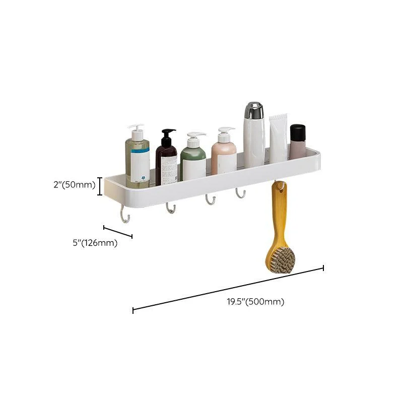 Contemporary Bathroom Accessory Set Metal Bath Shelf in White -Bathlova