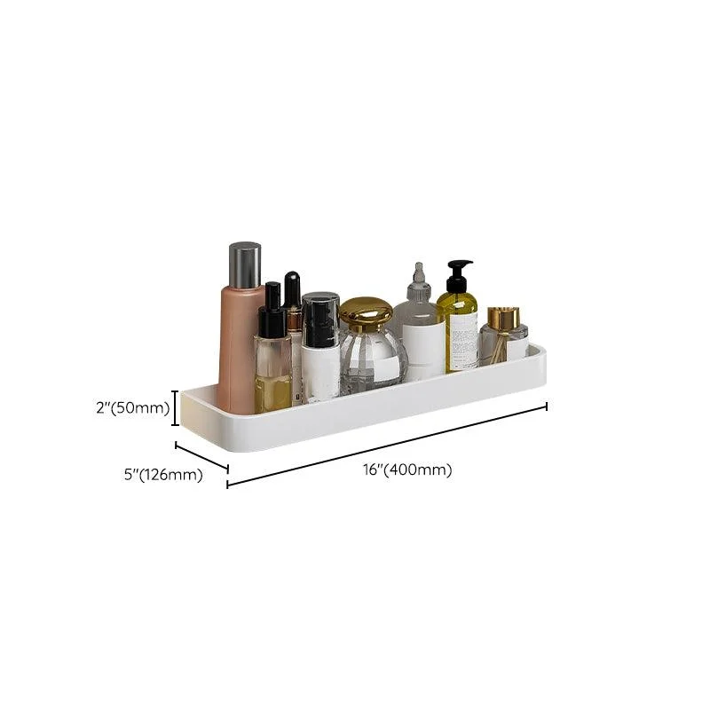 Contemporary Bathroom Accessory Set Metal Bath Shelf in White -Bathlova