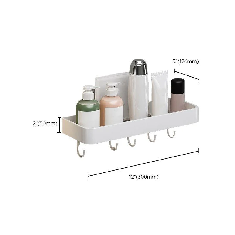 Contemporary Bathroom Accessory Set Metal Bath Shelf in White -Bathlova