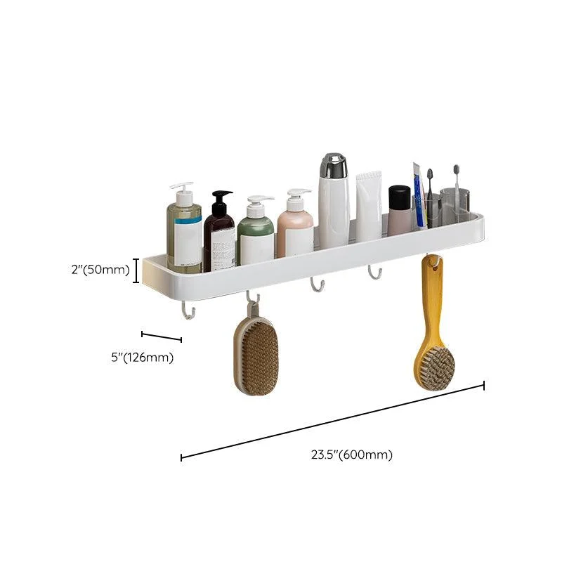 Contemporary Bathroom Accessory Set Metal Bath Shelf in White -Bathlova