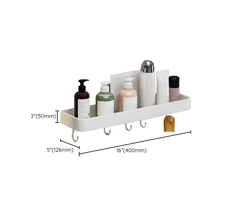 Contemporary Bathroom Accessory Set Metal Bath Shelf in White -Bathlova