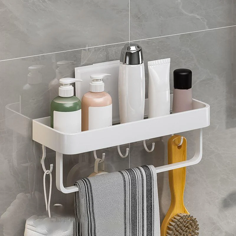 Contemporary Bathroom Accessory Set Metal Bath Shelf in White -Bathlova