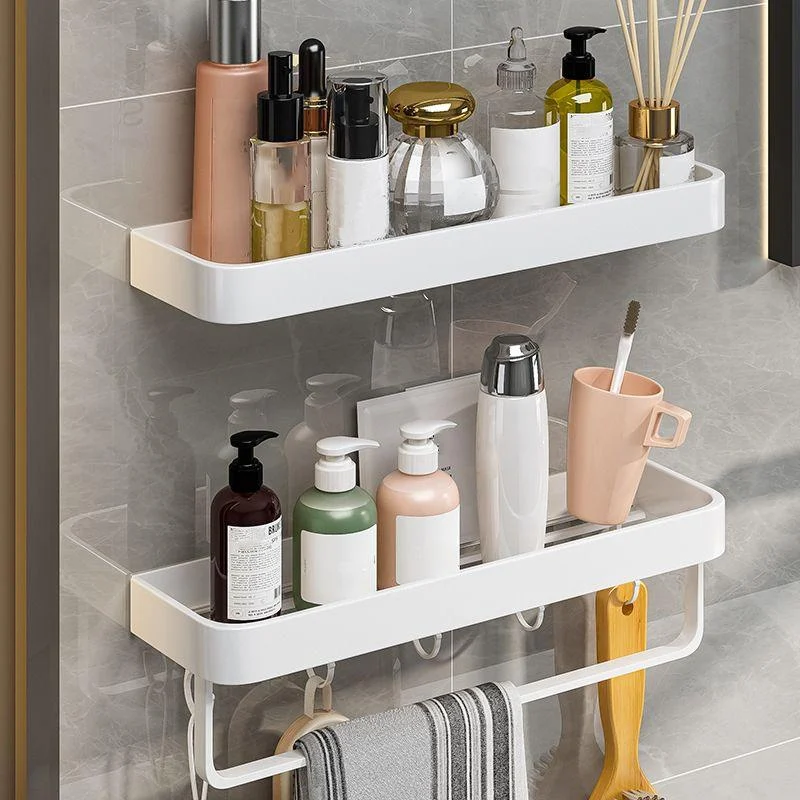 Contemporary Bathroom Accessory Set Metal Bath Shelf in White -Bathlova