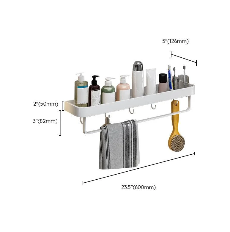 Contemporary Bathroom Accessory Set Metal Bath Shelf in White -Bathlova