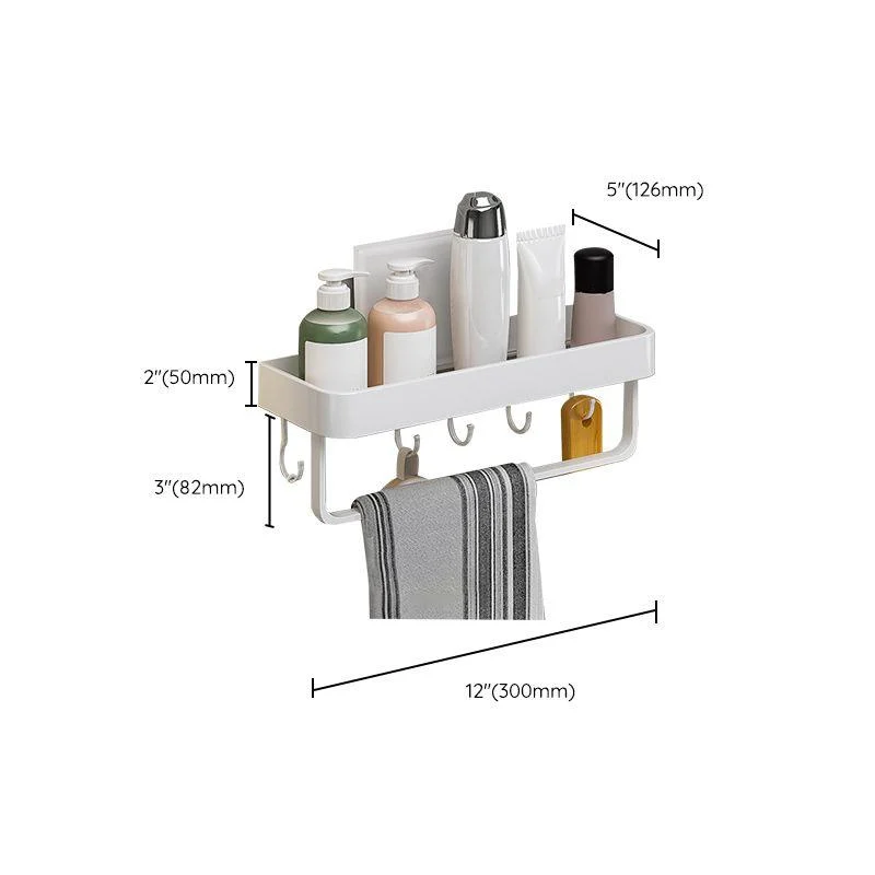 Contemporary Bathroom Accessory Set Metal Bath Shelf in White -Bathlova