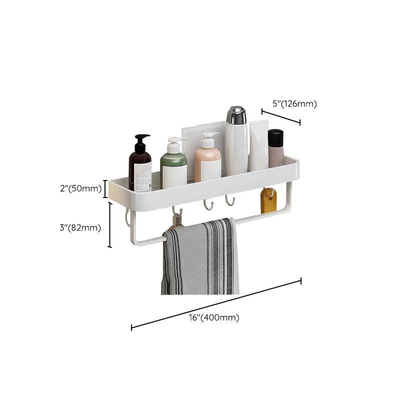 Contemporary Bathroom Accessory Set Metal Bath Shelf in White -Bathlova