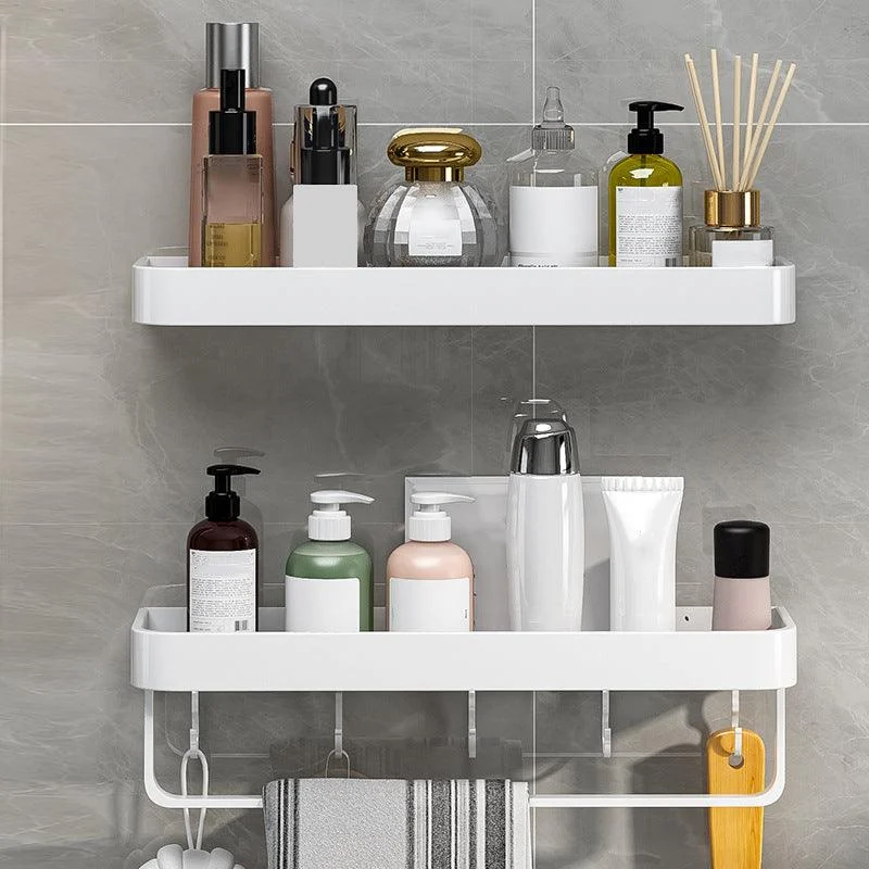 Contemporary Bathroom Accessory Set Metal Bath Shelf in White -Bathlova