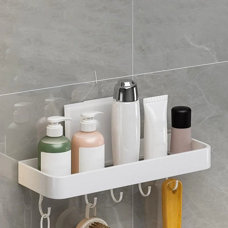 Contemporary Bathroom Accessory Set Metal Bath Shelf in White -Bathlova