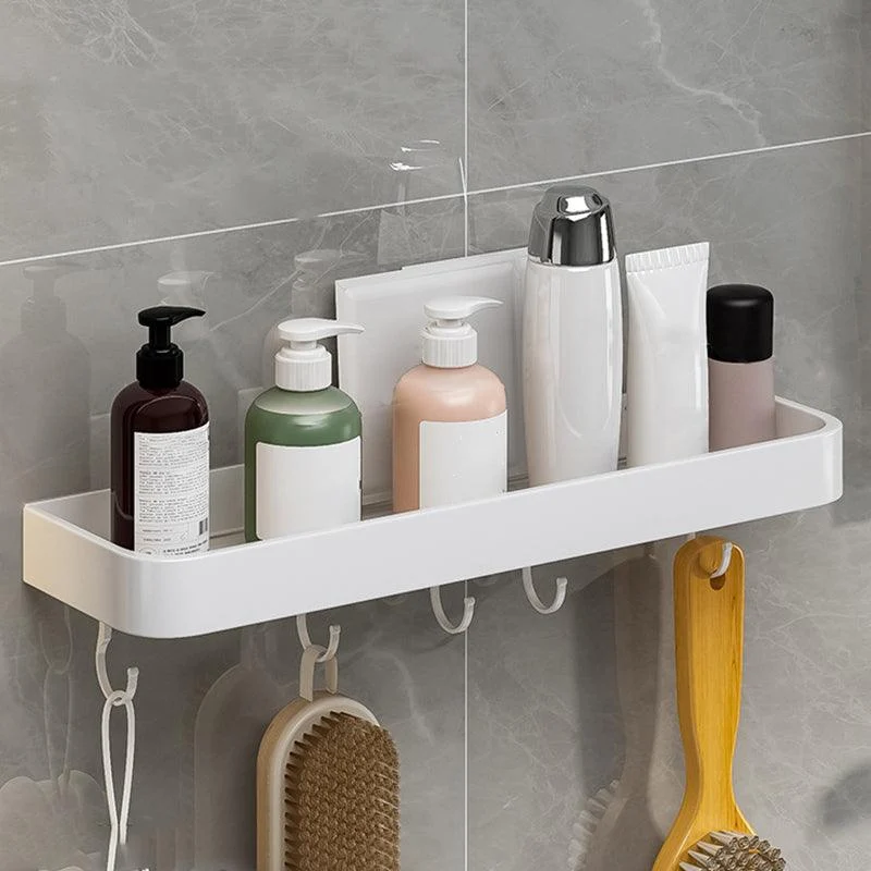 Contemporary Bathroom Accessory Set Metal Bath Shelf in White -Bathlova