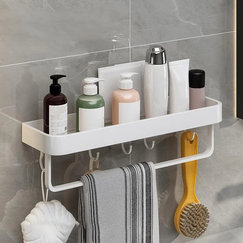 Contemporary Bathroom Accessory Set Metal Bath Shelf in White -Bathlova