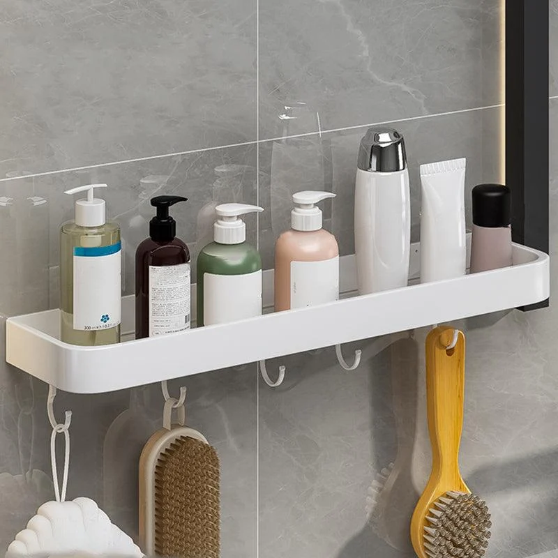 Contemporary Bathroom Accessory Set Metal Bath Shelf in White -Bathlova