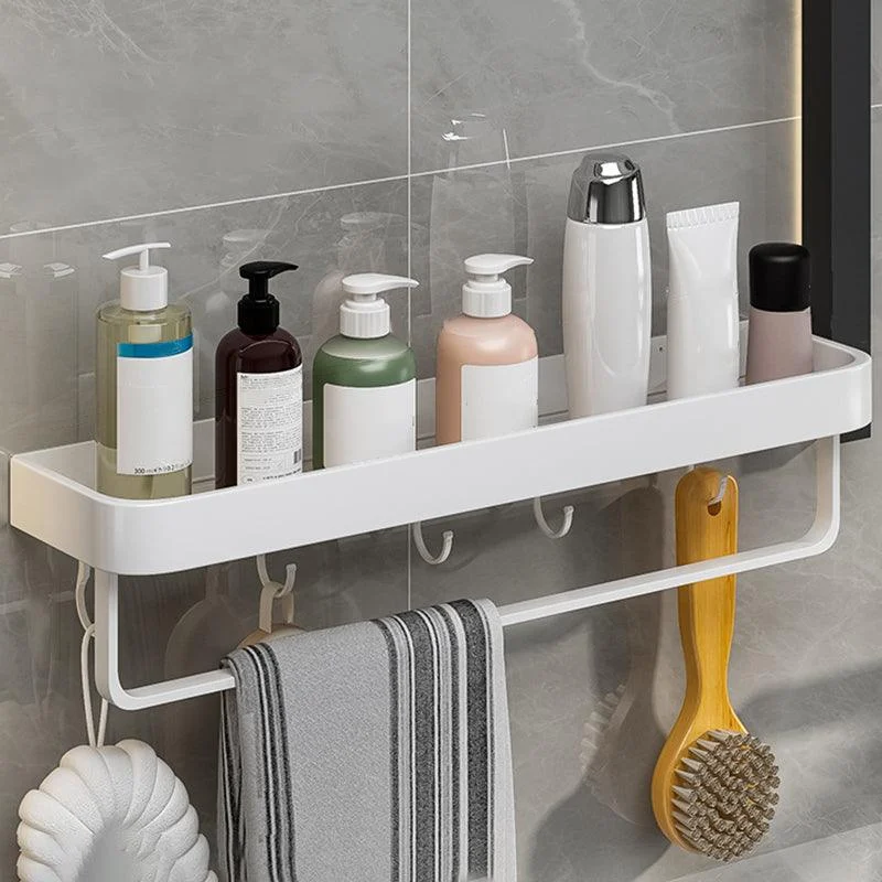 Contemporary Bathroom Accessory Set Metal Bath Shelf in White -Bathlova