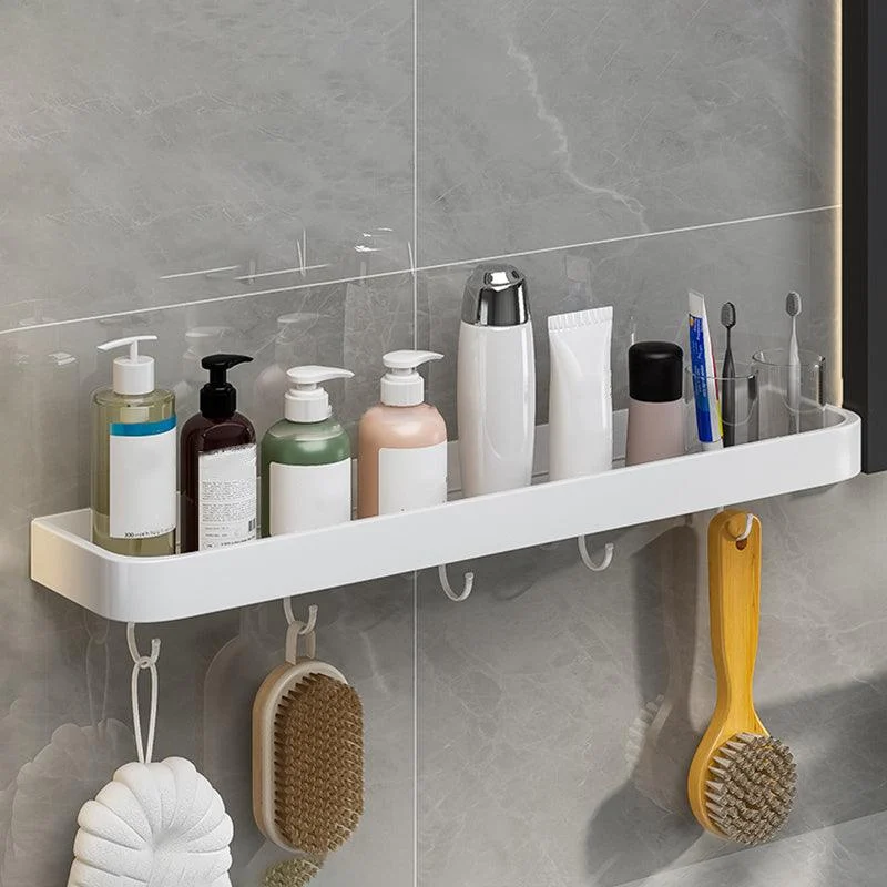 Contemporary Bathroom Accessory Set Metal Bath Shelf in White -Bathlova