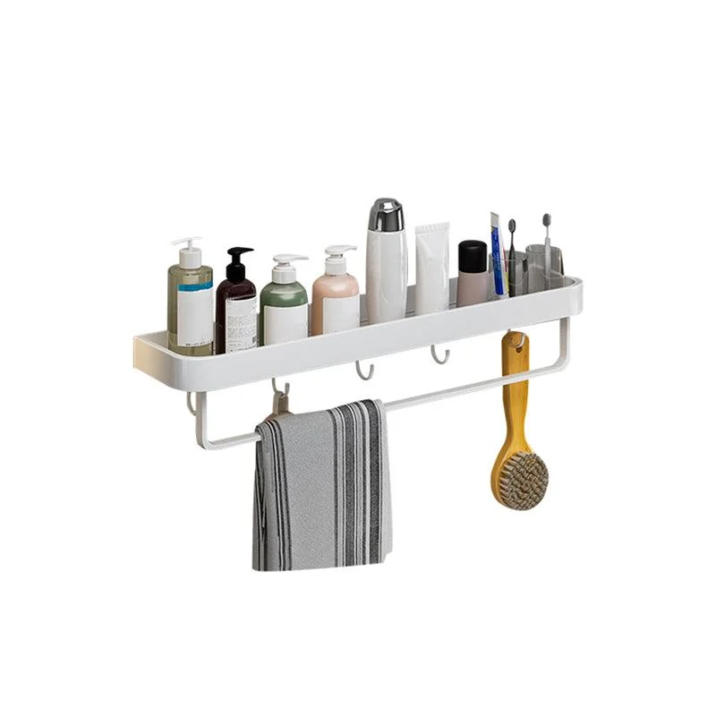 Contemporary Bathroom Accessory Set Metal Bath Shelf in White -Bathlova