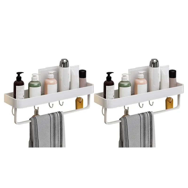 Contemporary Bathroom Accessory Set Metal Bath Shelf in White -Bathlova