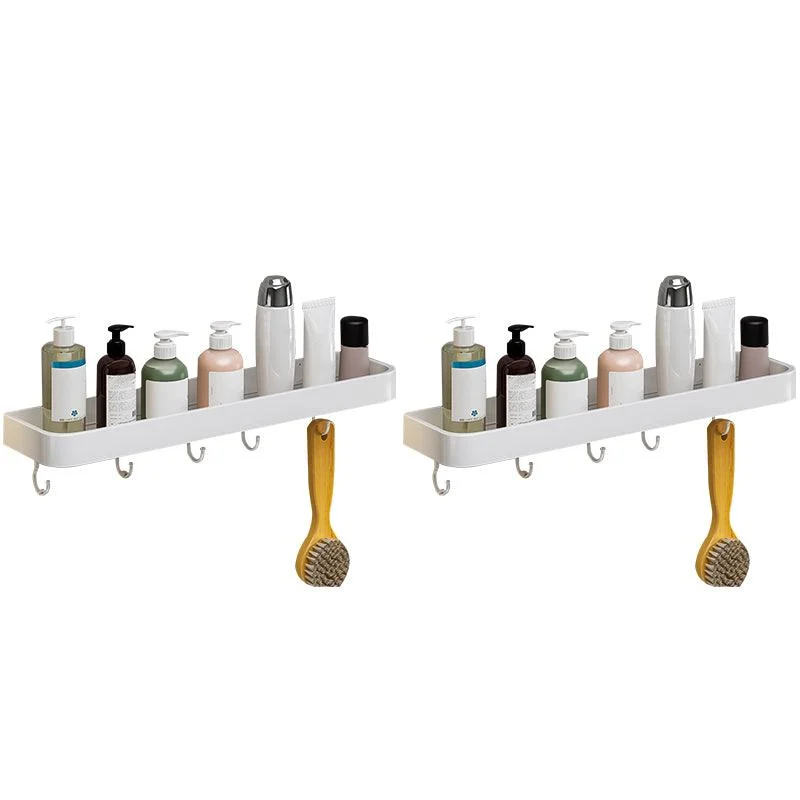 Contemporary Bathroom Accessory Set Metal Bath Shelf in White -Bathlova