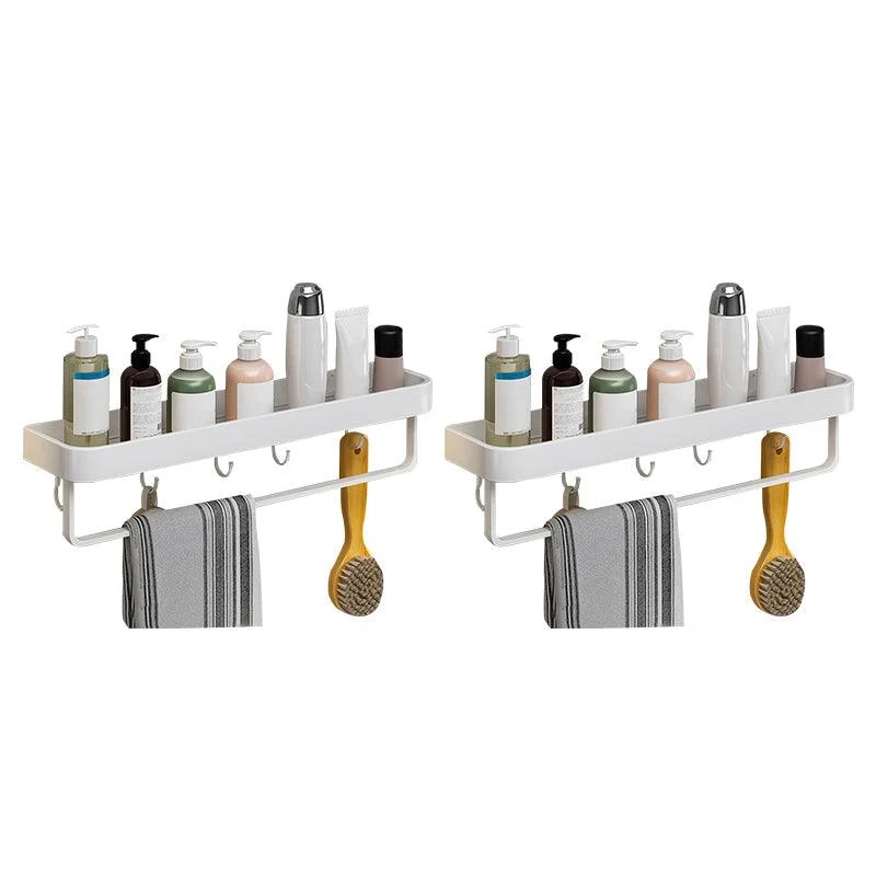 Contemporary Bathroom Accessory Set Metal Bath Shelf in White -Bathlova