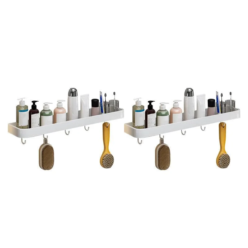 Contemporary Bathroom Accessory Set Metal Bath Shelf in White -Bathlova